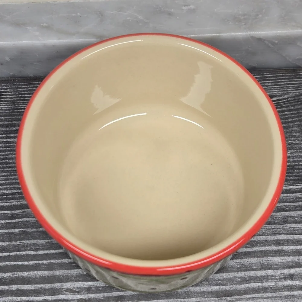 VTG Pfaltzgraff Secrets of‎ Pistoulet Jana Kolpen Ceramic Bowl, Red Green, 2002